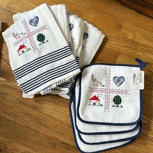NEW Halltex Set of Austrian kitchen towels & pot holders, brand Halltex